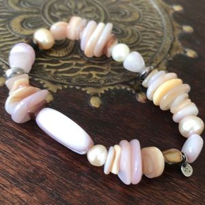 Silpada Rose Quartz SS Stretch Bracelet